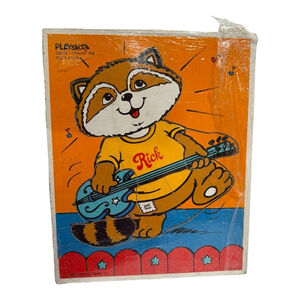 Vintage 1980 Playskool Wooden Puzzle Shirt Tales Rick Rock Star 7 Piece Hallmark